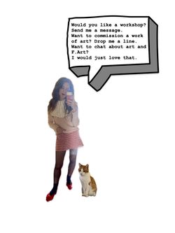 Emily and her cat with speech bubble